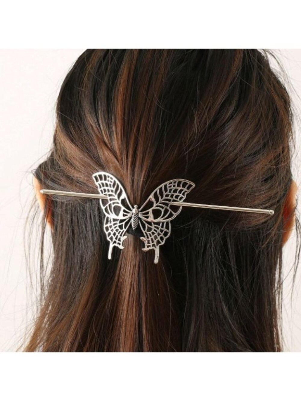 Fairycore Silver Tone Butterfly Hair Pin Stick Hair Accessory Jewelry Cottagecor